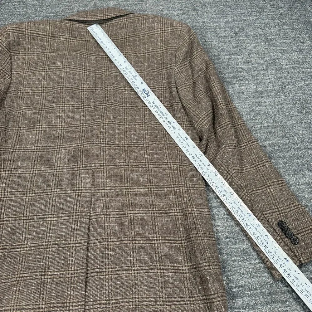 Banana Republic Blazer Men 38S Brown Plaid Sport Coat Italian Fabric Cotton
